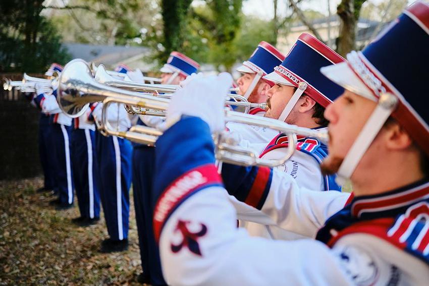 Jaguar Marching band playing trumpet